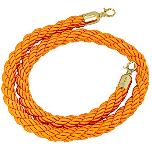 Samtschnur, Geflochtene Hanf-Repbarriere für Küstensperre, Seilsicherheitsbarriere, Crowd Control Stanchion-Seil, verdrehte Hanf-Kegel-Barriere(Orange,1.7m/5.6ft/67in) von RybdaFDc