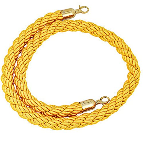 Samtschnur, Geflochtene Hanf-Repbarriere für Küstensperre, Seilsicherheitsbarriere, Crowd Control Stanchion-Seil, verdrehte Hanf-Kegel-Barriere(Yellow,0.9m/3ft/36in) von RybdaFDc