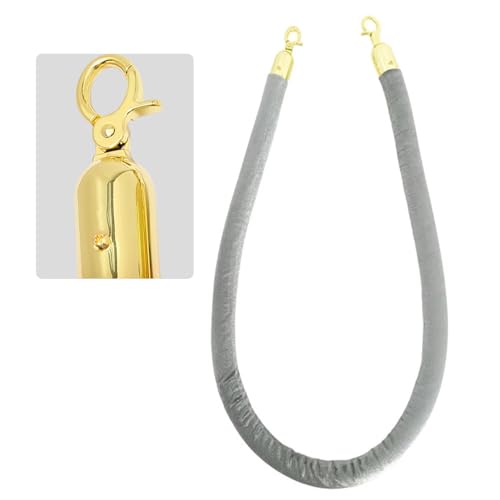 Samtseil, 1,5 m graues Samt-Absperrseil, VIP-Absperrpfostenseile, Sicherheitsbarrieren, Absperrsystem mit Seilen zur Kontrolle von Menschenmengen for die Veranstaltungsdekoration(Gold Hook,2PCS) von RybdaFDc