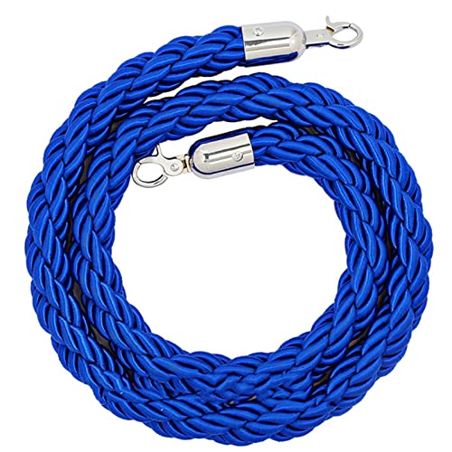 Samtseil, Absperrseile mit silbernem Haken, Absperrseil for Menschenmengen zur Warteschlangentrennung, Absperrseile for Hinderniswarteschlangen, Sicherheitsseil aus gedrehtem Hanfseil(Blue,7ft/215cm) von RybdaFDc