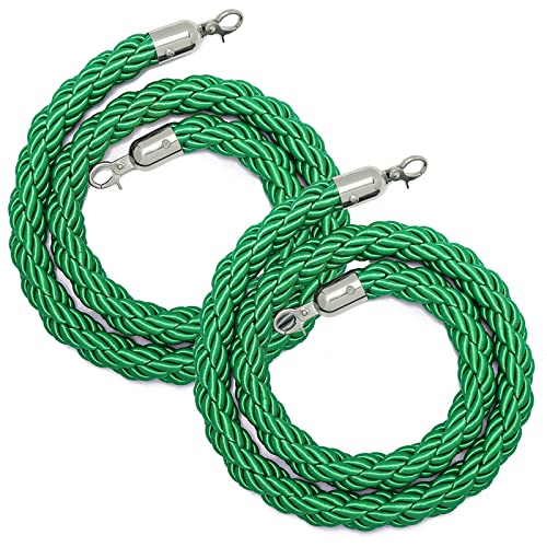 Samtseil, Grünes Eingangspfostenseil, gewebtes Absperrseil zur Kontrolle der Menschenmenge, Warteschlangenabsperrkordel for Theater, Partys, Hochzeiten, Ausstellungen, Banken ((Green1,7ft/2.15m) von RybdaFDc