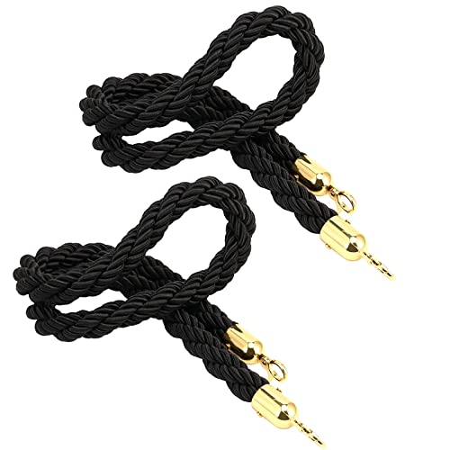 Samtseil, Schwarzes VIP-Absperrseil, langes Hängeseil zur Kontrolle der Menschenmenge, Warteschlangenteiler mit goldenem Druckknopf(3m/9.84ft) von RybdaFDc