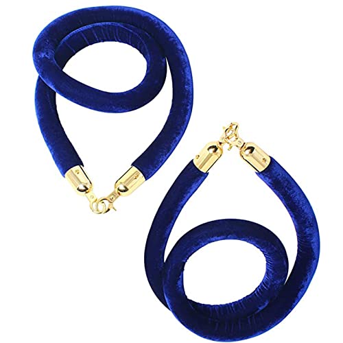 Samtseil, Sicherheitsseile zur Kontrolle von Menschenmengen, 2er-Pack, Samtseil for große Eröffnungen, Pfosten-Aufhängeseile mit Haken, blaue Seilbarriere(Blue B,7ft/215cm) von RybdaFDc