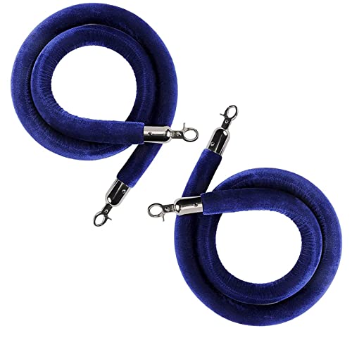 Samtseil, Sicherheitsseile zur Kontrolle von Menschenmengen, 2er-Pack, Samtseil for große Eröffnungen, Pfosten-Aufhängeseile mit Haken, blaue Seilbarriere(Blue a,10ft/305cm) von RybdaFDc