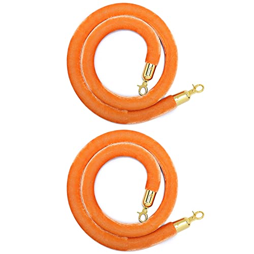 Samtseil, Sicherheitsseile zur Kontrolle von Menschenmengen, 2er-Pack, Samtseil for große Eröffnungen, Pfosten-Aufhängeseile mit Haken, blaue Seilbarriere(Orange B,4.9ft/150cm) von RybdaFDc