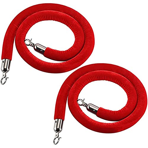 Samtseil, Sicherheitsseile zur Kontrolle von Menschenmengen, 2er-Pack, Samtseil for große Eröffnungen, Pfosten-Aufhängeseile mit Haken, blaue Seilbarriere(Red a,3.3ft/100cm) von RybdaFDc