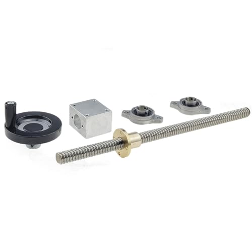 T16 Leitspindel mit Handrad 3D-Drucker, Durchmesser 16 mm, vertikal/horizontal, Typ 304, Trapezgewindespindel aus Edelstahl, 1 Satz(Kfl,T16*250MM) von RybdaFDc