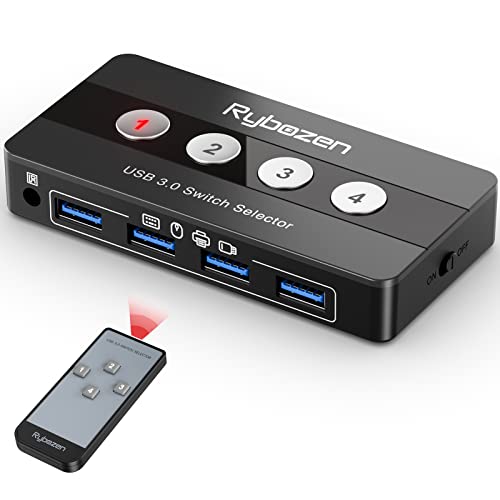 Rybozen USB 3.0 Switch 4 Ports für 4 PC 4 Eingänge 4 USB-Ausgänge Schalter für Drucker, Tastatur, Maus, USB-Stick, externe Festplatte, Scanner, mit Fernbedienung.. Rybozen USB 3.0 Switch 4 Ports für 4 PC 4 Eingänge 4 USB-Ausgänge Schalter für Drucker, Tastatur, Maus, USB-Stick, externe Festplatte, Scanner, mit Fernbedienung.. von Rybozen