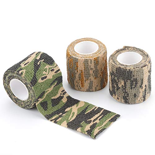 Rybtd 3 Rollen Outdoor Tarnband selbsthaftend Camouflage Tape 5 cm*4,5 m Camo Tape Tarnung Klebeband für Schrotflinten Jagd Camping von Rybtd