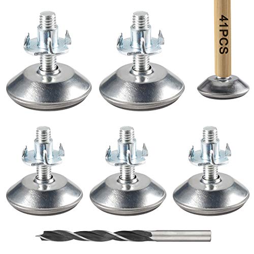 Rybtd Verstellschraube 20 Stück Metall Möbelfüße Verstellbar M8 x 40 mm Möbelschraube Stellfuß mit Einschlagmutter Regulierschraube Justierschraube mit Metallbohrern für Möbelbeine von Rybtd