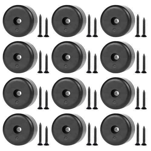 Rybtd möbelfüße 12 Stück Möbelbeine Rund füße für möbel 40 x 25 mm Schrankfüsse mit 24 Schrauben，möbelgleiter Kunststoff für Zuhause, Büro, Heimwerker, Restaurant, Holzmöb von Rybtd