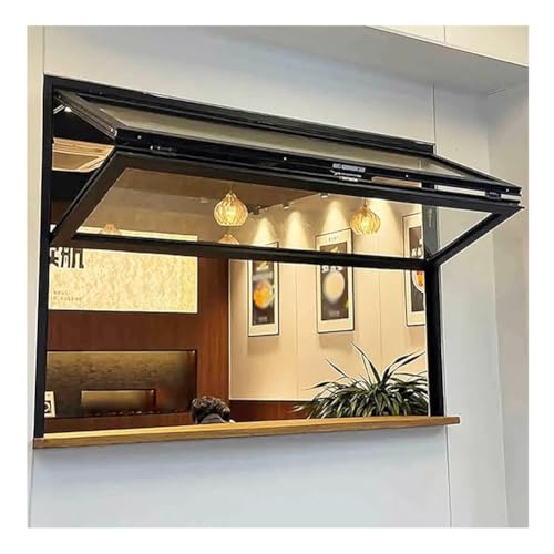 Anpassbares Verkaufsfenster, Aluminium Fenster Für Mobilheime Mit Sicherheitsverschluss, Nach Oben Und Unten Klappbar Schiebefenster Für Schuppenbars, Restaurants(110x70 cm) von Rygcrud