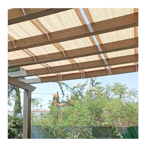 Markisen Segel, Sonnenschutzsegel - Streifen Stoff durchlässig, Pergola-Schattenspender Ersatz-Vordach mit Ösen UV-Block für Garten Terrasse Veranda Hof (Farbe : Beige, Größe : 0.7x3m(27.6" x9.8')) von Rygcrud