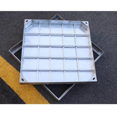 Rygcrud 304 Edelstahl Schachtabdeckung & Rahmen, Versenkt Quadratisch Klärgrubenabdeckung Mit Sockel, Unsichtbar Metall-Inspektionsdeckel Für Hof, Gehweg(80x80x5 cm) von Rygcrud