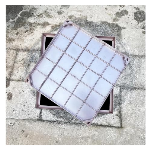 Rygcrud Edelstahl-Unsichtbarer Schachtdeckel, Für Den Außenbereich Quadratischer Einbau-Klärgrubendeckel Für Gehweg/Einfahrt, Inkl. Hebehaken(80x80x5 cm) von Rygcrud