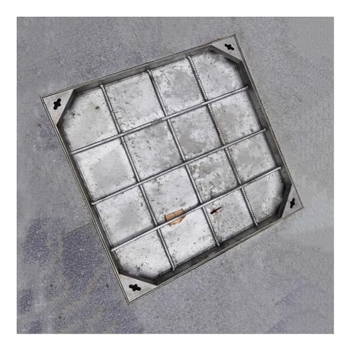 Rygcrud Eingebettete Schachtabdeckung Für Betonbrunnen, Unsichtbare Abwasserschachtabdeckungen Für Docks Auffahrt Gehweg Bürgersteige, 304 Edelstahl(40x40x5 cm) von Rygcrud