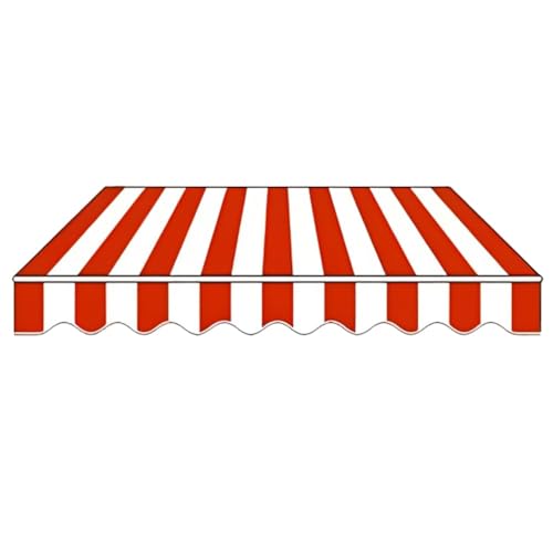 Rygcrud Gartenmarkisen Stoff, Einziehbar Wasserdicht Sonnenschirm Shelter Vordach Ersatz Gestreiftes Verdeck Mit Frontschürze(Rosso,6x4m(19.7x13.1ft)) von Rygcrud