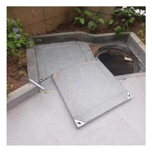Rygcrud Schachtabdeckung Für Betonbrunnen, 304 Edelstahl Unsichtbare Schachtabdeckung Mit Hebehaken, Für Gehwege Bürgersteige(80x80x5 cm) von Rygcrud