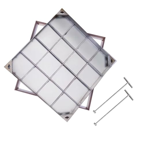 Rygcrud Verdeckter Schachtdeckel Für Klärgruben Einbau, Edelstahl 304 Quadratisch Ersatz Schachtdeckel Für Erdleitungen(60x60x5 cm) von Rygcrud