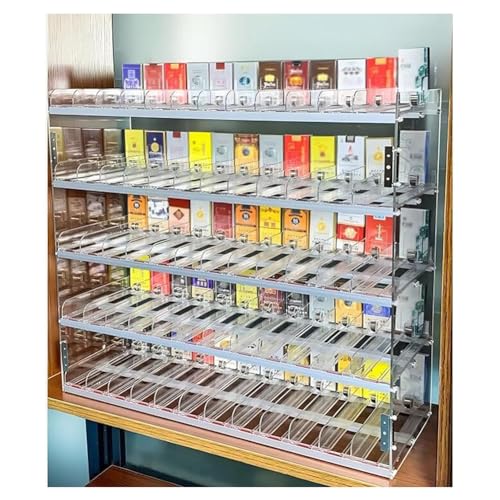 Rygcrud Zigarettenständer Regal, Auto-Zigarettenstößel Display-Halterung, Wandmontiert Vitrine, Acryl Zigarettenregale Für Convenience Stores(92.5x29x49.7 cm) von Rygcrud