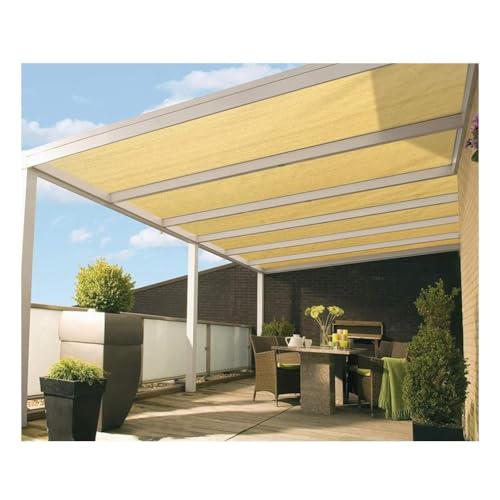 Sonnenschutztuch, Streifenmarkisen Segel - Durchlässiges Gewebe, Pergola-Abdeckung UV-Block Vordach mit Ösen für Terrassen, Gartenterrasse (Farbe : Beige, Größe : 0.7x7m(27.6" x23')) von Rygcrud