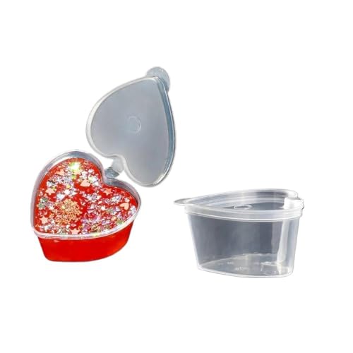 Einweg-Saucenbehälter aus Kunststoff, herzförmig, mit Deckel, Mini-Küchen-Organizer, Gewürzbehälter (45 ml, Herz-Polypropylen, 100 Stück) von Ryhapm