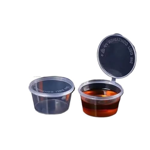 Einweg-Saucenbehälter aus Kunststoff, herzförmig, mit Deckel, Mini-Küchen-Organizer, Gewürzbehälter (50 ml, einteiliger Deckel, 100 Stück) von Ryhapm