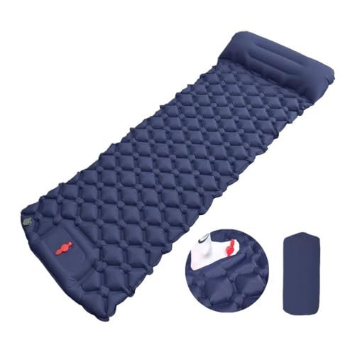 Ryhapm Aufblasbare Matratze mit Kissen, ultraleichte Luftmatte, integrierte Inflatorpumpe, Wandern, Blau 2 von Ryhapm