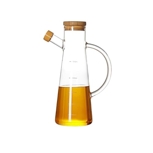 Ryhapm Transparente Ölflasche aus Glas mit Deckelgriff, Skala, hitzebeständig, 500/800 ml, Soja-Essig-Sauce, umweltfreundlicher Behälter (A,800 ml) von Ryhapm
