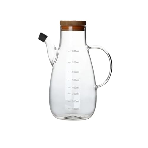 Ryhapm Transparente Ölflasche aus Glas mit Deckelgriff, Skala, hitzebeständig, 500/800 ml, Soja-Essig-Sauce, umweltfreundlicher Behälter (C,800 ml) von Ryhapm