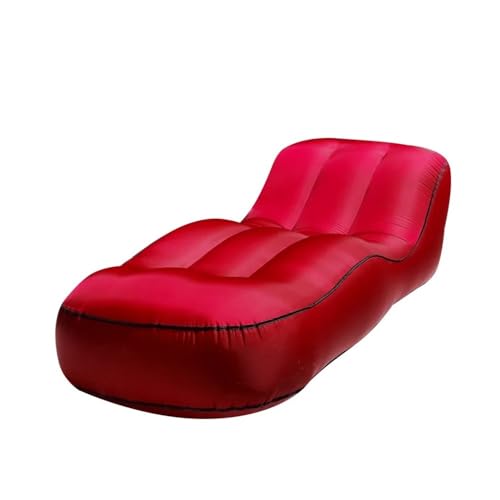 Ryhapm Wasserdichtes feuchtigkeitsbeständiges Nylon aufblasbares Sofa Outdoor Camping Ultraleicht Strand Schlafsack Luftbett Liege Sport Camping Sofa (Burgundy) von Ryhapm