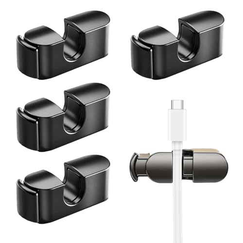 Rylae 5 Stück Federn Kabelhalterklammern, Selbstklebende 7mm Öffnung Kabelorganisator, Kabelclips für Schreibtisch Büro Zuhause, Auto (Schwarz) von Rylae