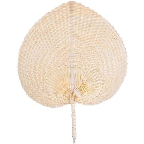 RynoPulse Handfächer aus Bambusbast, Palmblatt-gewebter Fächer, Handfächer, frischer chinesischer Stil, für Hochzeitsdekoration, Zuhause, Geschenke (groß) von RynoPulse