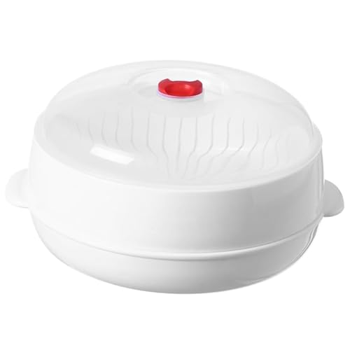 RynoPulse Mikrowellen-Dampfgarer, Hochtemperatur-Gemüse-Dampfgarer mit belüftetem Deckel, lebensmittelechter Kunststoff, separates Design mit Drainageschicht zum Kochen von Knödeln/Gemüse/Fisch/Reis von RynoPulse