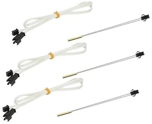 Rynplex 3 STÜCKE 3D Drucker NTC100K Thermistoren Sensoren Temperatur Thermistor Sensor mit Kabel 3950 Messing Kopf SM Terminal 3D-Drucker-Temperatursensor(BLACK (1M) US) von Rynplex