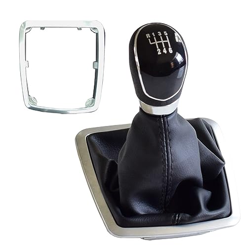 Rynplex for Ford, for Focus, 2 MK2 FL C-MAX 2006-2011 MK3 MK4 MK7 Galaxy ABS Getriebe Manueller Schalthebelknopf mit Gaitor Boot Cover Auto-Schaltknauf(Black-6Speed-Big) von Rynplex