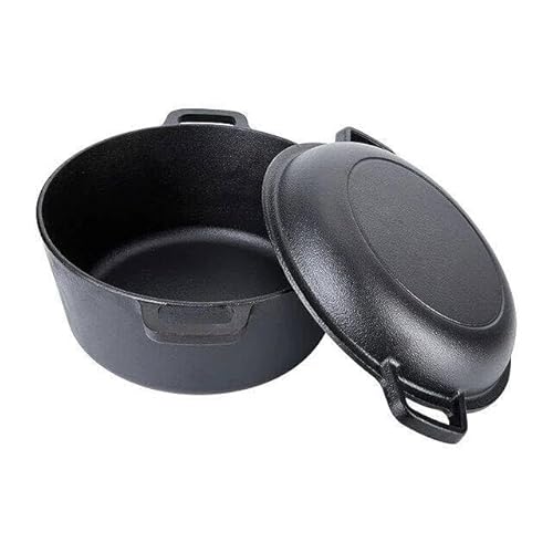 Gusseisentopf 26 cm mit Deckel 2 in 1 – Dutch Oven mit Ofenhandschuhen – schwere Kasserolle für Ofen, Induktion und BBQ – langlebig & leicht zu reinigen von Rynvarl