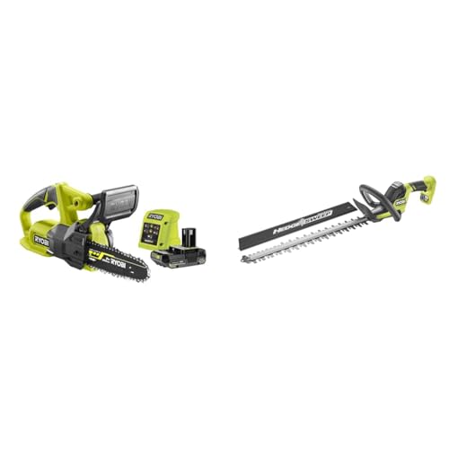Bundle aus RYOBI 18 V ONE+ Akku-Kettensäge RY18CS20A-125 + RYOBI 18 V ONE+ Akku-Heckenschere RY18HT50A-0 von Ryobi