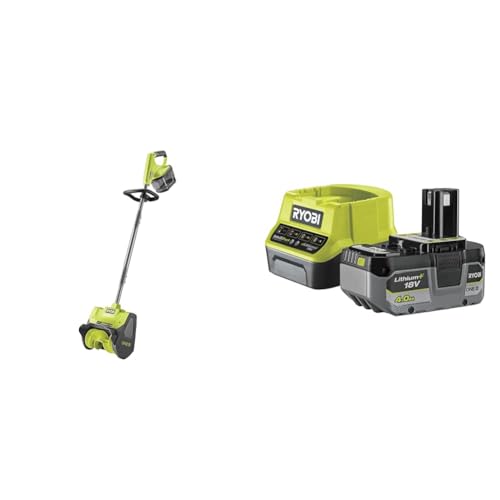 Bundle aus RYOBI 18 V ONE+ Akku-Schneebürste/Schneefräse RY18ST25A-0 + RYOBI 18 V Akku-Starter-Set RC18120-140XG (1x 4,0 Ah Lithium+ Akku, Schnellladegerät mit 2,0A Ladestrom) von Ryobi