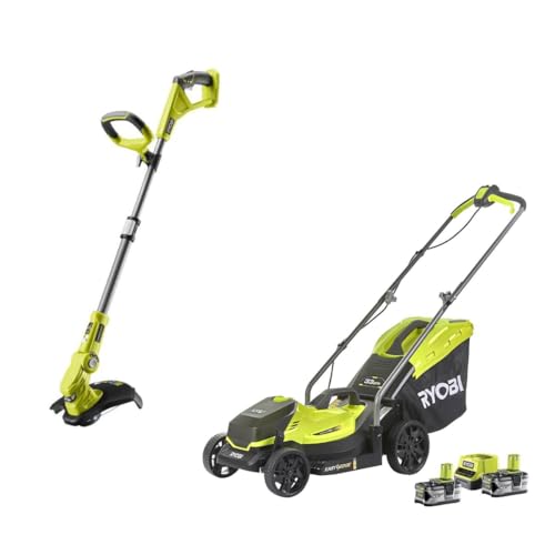 RYOBI Akku-Rasenmäher & Akku-Teleskop-Rasentrimmer 18 V ONE+ Garten Combo-Set | Inkl. 2x4,0 Ah Akkus & Ladegerät | Mäher mit 33 cm Schnittbreite, Schnitthöhenverstellung, 35 L Fangkorb & Mulchfunktion RYOBI Akku-Rasenmäher & Akku-Teleskop-Rasentrimmer 18 V ONE+ Garten Combo-Set | Inkl. 2x4,0 Ah Akkus & Ladegerät | Mäher mit 33 cm Schnittbreite, Schnitthöhenverstellung, 35 L Fangkorb & Mulchfunktion von Ryobi