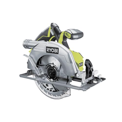 RYOBI 18 V ONE+ Brushless Akku-Handkreissäge R18CS7-0 (Sägeblatt-Ø 184mm, Schnitttiefe 90°/45° 60°/42mm, werkzeuglose Tiefeneinstellung, inkl.Sägeblatt, Parallelanschlag, ohne Akku & Ladegerät) von Ryobi