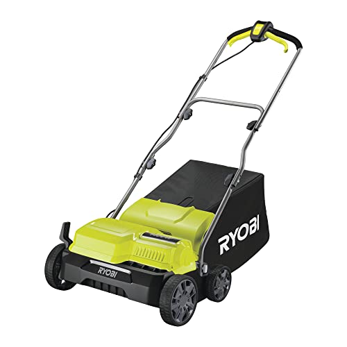 RYOBI 1400W Elektro-Vertikutierer RY1400SF35B (Arbeitsbreite 35cm, 16 Edelstahlklingen, 55l Grasfangsack inkl. Fangkorb und Lüfterrolle) von Ryobi