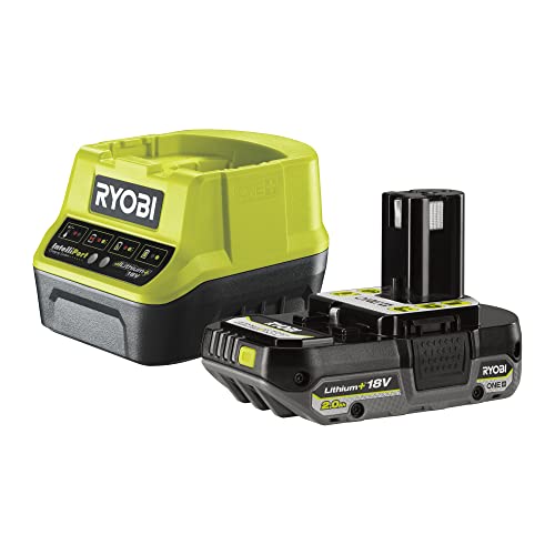 RYOBI 18 V Akku-Starter-Set RC18120-120CG (1x 2,0 Ah Lithium+ Akku, Schnellladegerät mit 2,0A Ladestrom, Lithium+Akkutechnologie setzt Maßstäbe für Laufzeit, Leistung und Lebensdauer, IntelliCell(tm)) von Ryobi