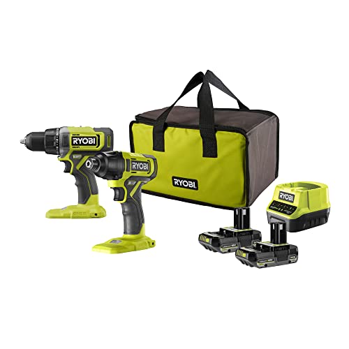 Ryobi - Duo 18 V One+ Bohrmaschine + Schlagschrauber, inkl. 2 Akkus 2 Ah und Ladegerät, in Transporttasche – RCK182G-220S von RYOBI
