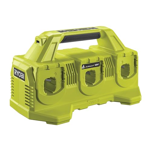 RYOBI 18 V ONE+ 6-Fach-Akku-Ladestation RC18640, 4,0 A Ladestrom, USB-Anschluss, Wandmontierbar, ohne Akku RYOBI 18 V ONE+ 6-Fach-Akku-Ladestation RC18640, 4,0 A Ladestrom, USB-Anschluss, Wandmontierbar, ohne Akku von RYOBI