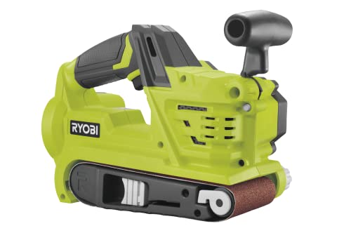 RYOBI 18 V ONE+ Akku-Bandschleifer R18BS-0 (76 mm Schleifbreite, 457mm Bandlänge, mit Staubfangsack, Bandgeschwindigkeit von 250 m|min, ohne Akku und Ladegerät), Grün von Ryobi