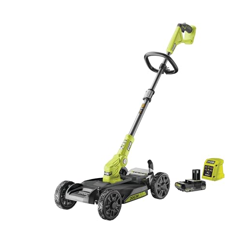 RYOBI 18 V ONE+ Akku-City-Rasenmäher RY18LMC30A-120 – 30 cm Schnittbreite, inkl. 2,0 Ah Akku & Ladegerät, 3-in-1 Funktion für kleine Gärten von RYOBI
