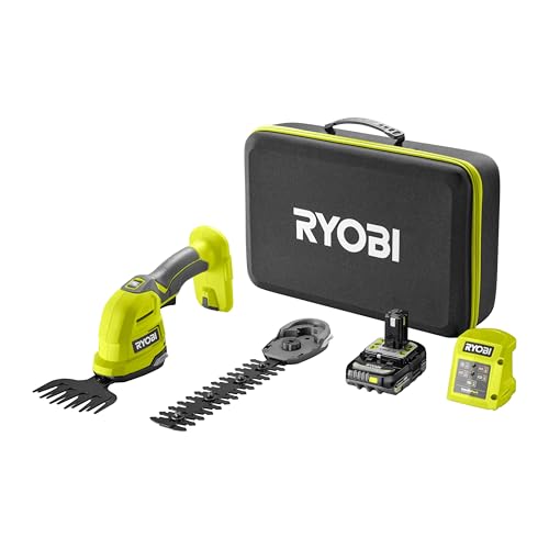 RYOBI 18 V ONE+ Akku-Gras- u. Strauchschere RY18GSA-120T, inkl. 1 x 18 V 2,0 Ah Lithium+ Akku, Ladegerät und Tasche von RYOBI
