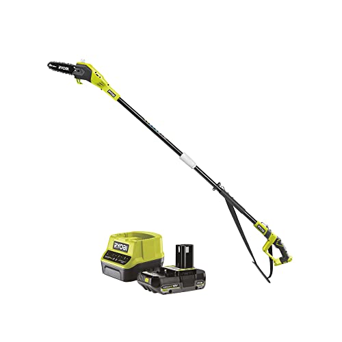 RYOBI 18 V ONE+ Akku-Hochentaster RPP182020 (Schwertlänge 20 cm, Kettengeschwindigkeit 5,5 (m/s), Reichweite bis 4m, autom.Kettenschmierung, inkl. 1 x 2,0Ah Akku & Ladegerät im Karton) von Ryobi