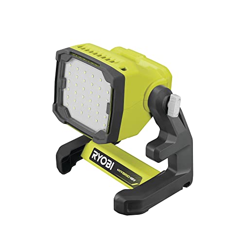 RYOBI 18 V ONE+ Akku-LED-Strahler RLFD18-0 (360° drehbarer Kopf, LED's mit 3 Leuchtstufen, 500, 1.100 und 1.800, kompakte Leuchte, ohne Akku und Ladegerät), Grün von Ryobi